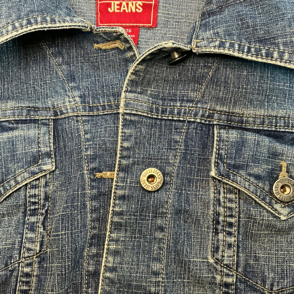 Guess Jeans Womens Blue Denim Trucker Jacket XL Stretch - Picture 12 of 16